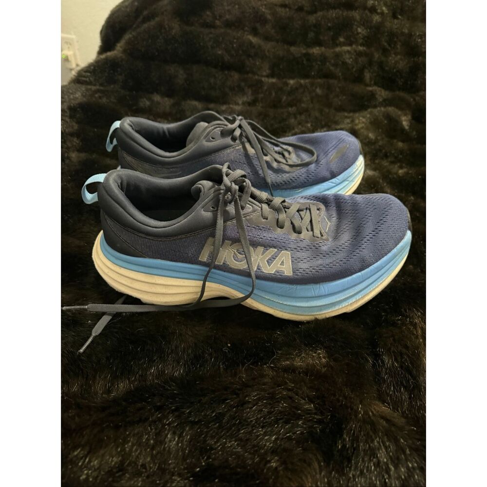 Hoka One One Bondi 8 Shoes Mens Size 10 D Blue Running Sneakers 1123202 OSAA